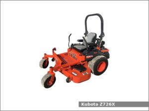 Kubota Z726X review and specifications: dimensions and weight, engine and transmission type, horsepower, oil type and capacity, tires