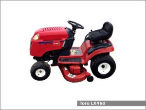 Toro LX460 review and specifications: dimensions and weight, engine and transmission type, horsepower, oil type and capacity, tires